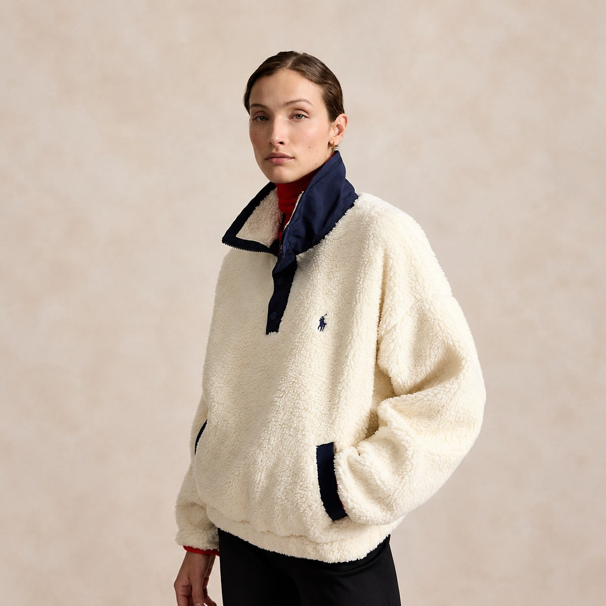 Women’s Teddy Fleece Polo Bear Pullover Jacket