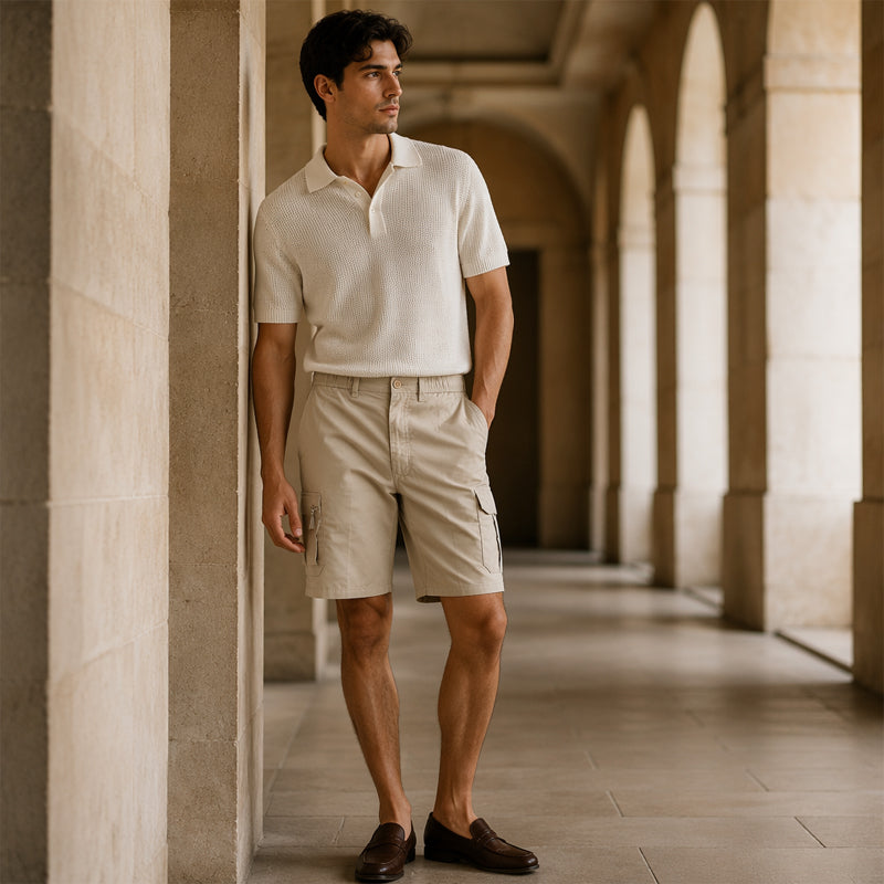 Men's Cargo Shorts – Elastic Waist, Multi-Pocket, Durable