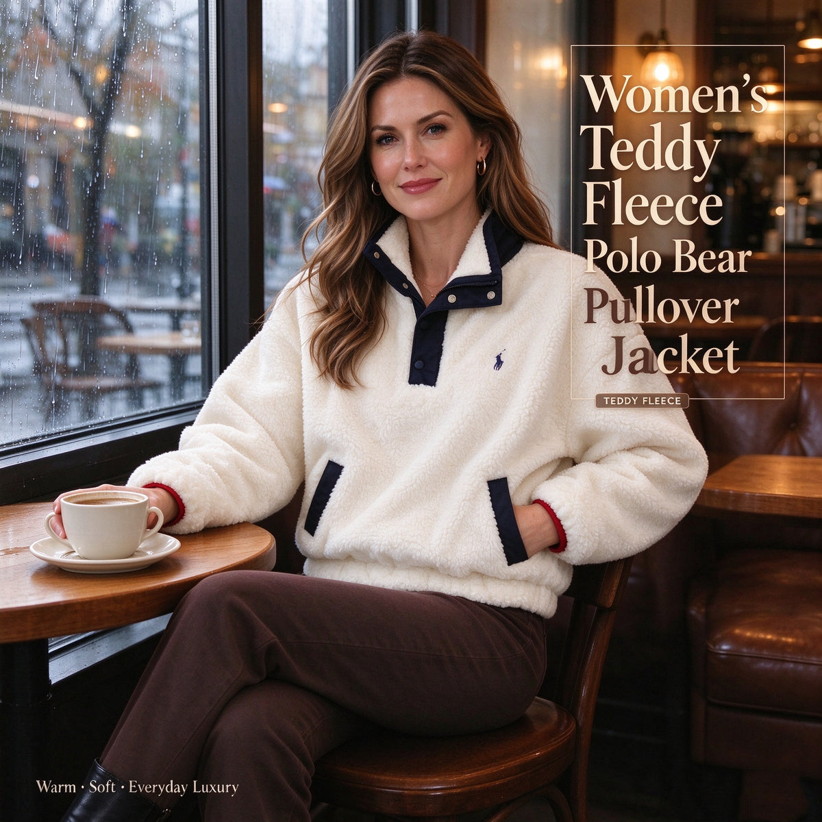 Women’s Teddy Fleece Polo Bear Pullover Jacket