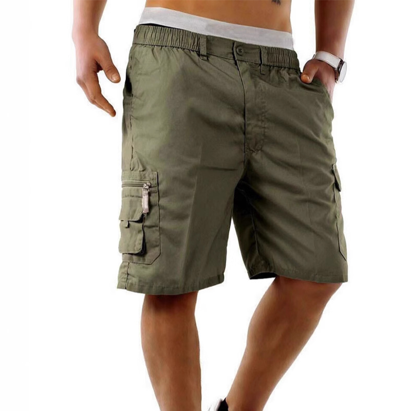 Men's Cargo Shorts – Elastic Waist, Multi-Pocket, Durable